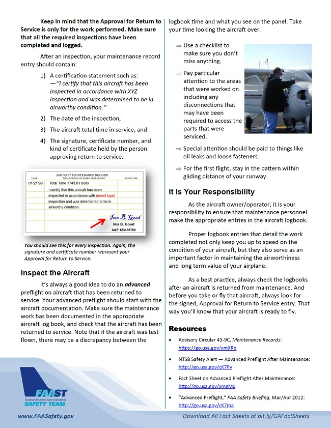 2019 06 02 faa approval for return to service