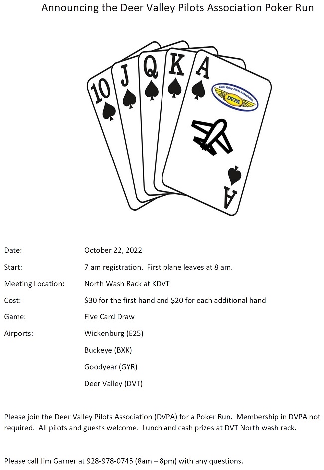 2022 deer valley pilots association poker run