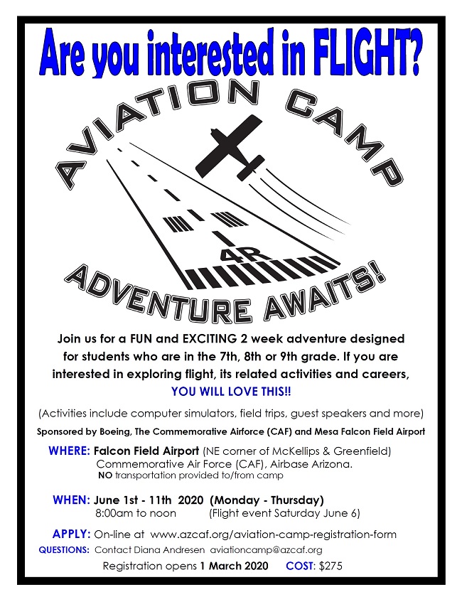 aviation camp mesa falcon field airport 2020 june